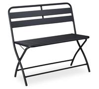 Relaxdays Banco Jardín Plegable, Resiste Intemperie, 2 Plazas, Jardín, Balcón, Asiento Exterior 83,5x90x49 cm, Gris