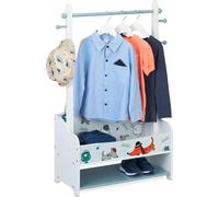 Relaxdays Perchero burro infantil diseño perros blanco,azul claro,naranja