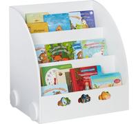 Relaxdays Estantería Infantil Libros, 60 x 58 x 45cm, Librería Niños 3 Baldas, MDF, Mueble Organizador con Nubes, Blanco