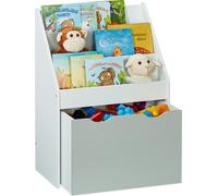 Relaxdays Estantería infantil con caja juguetes blanco,gris