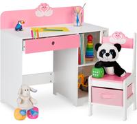 Relaxdays Escritorio infantil rosa con cajón y silla blanco,rosa