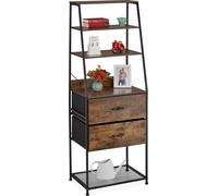 Relaxdays 10038551, Estantería, De pie, Hierro, MDF, Madera, Negra, Marrón, Versátil, 20 kg
