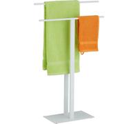 Relaxdays Toallero de pie blanco diseño "T" blanco