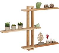 Relaxdays 10047611, Estante flotante, para montaje en pared, madera de nogal, diseño natural, color nogal, versátil, capacidad máxima de 5 kg