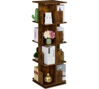 Relaxdays Estantería para Libros, Giratoria 360 Grados, 4 Niveles, Diseño Industrial, 125,5x39x39 cm, Librería, Marrón, Acero, Tablero de Fibras