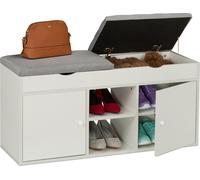 Relaxdays 10051173_1084, para 2 personas, asiento acolchado, gris, blanco, espuma, poliéster, blanco, MDF