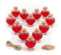 Relaxdays 12 Botellas de Cristal 90 ml en Forma de Corazón, Transparente