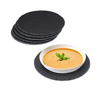 Relaxdays 12 platos de pizarra redondos, 25 cm de diámetro, platos para pizza para servir y escribir, bandeja para servir, color antracita