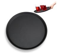2 Bandejas Camarero Antideslizantes para Bar y Restaurante, Plástico, Negro, Ø 35 cm