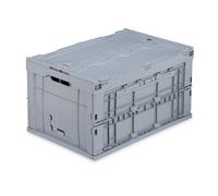 Relaxdays 2 cajas almacenaje grises con tapa gris