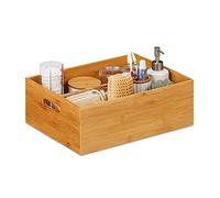 Relaxdays 2 Cajas de Almacenaje, Bambú, Estable, Abierta, Almacenamiento, Organizador sin Tapa, Baño, Cocina, 14x40x30 cm, Natural