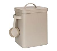 Relaxdays 2 Cajas metálicas, Caja de Almacenamiento de 6,5 l con dosificador, Ideal para pienso y café, hermética, Color Beige