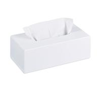 Relaxdays 2 Cajas portapañuelos de bambú blanco blanco