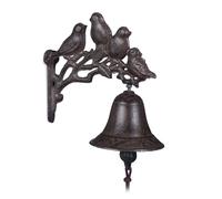 Relaxdays 2 campanas timbre decoradas con pájaros marrón oscuro