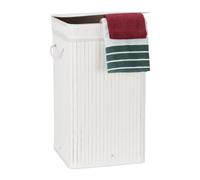 Relaxdays 2 cestos ropa sucia cuadrados de bambú blanco