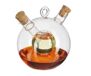 Relaxdays 2 combos aceitera vinagrera de cristal marrón claro,transparente