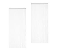 Relaxdays 2 Cortinas de Hilos, Puertas y Ventanas, 245cm, Lavables, para Acortar, 90 x 245 cm, Blanco