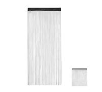 Relaxdays 2 Cortinas de Hilos, Puertas y Ventanas, 245cm, Lavables, para Acortar, 90 x 245 cm, Negro