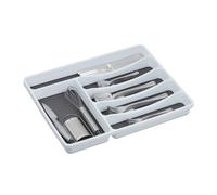 Relaxdays 2 cuberteros de plástico para cajón blanco,gris