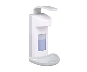 Relaxdays 2 dispensadores desinfectante y bandeja blanco,gris