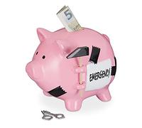 Relaxdays 2x Hucha Emergency blanco,rosa,negro