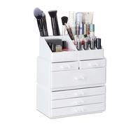Relaxdays 2 organizadores maquillaje blancos blanco