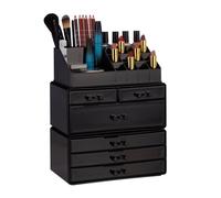 Relaxdays 2 organizadores maquillaje negros negro