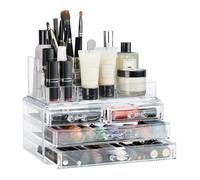Relaxdays 2 organizadores maquillaje transparentes transparente