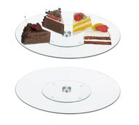 Relaxdays 2 Platos giratorios de 30 cm para tarta transparente