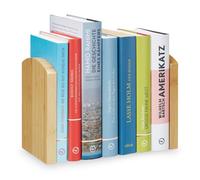 Relaxdays 2 sujeta libros de madera marrón claro,plata