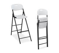 Relaxdays 2 taburetes altos de cocina plegables blanco,negro