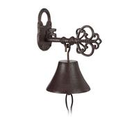 Relaxdays 2 x Campana de pared con forma de llave marrón oscuro