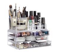 Relaxdays 2 x Organizador maquillaje con 4 cajones transparente