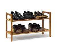 Relaxdays 2 Zapateros Madera Nogal Apilables, 40,5x69x26 cm, Estantería Pequeña, 2 Estantes, 6 Pares Zapatos, Marrón Natural