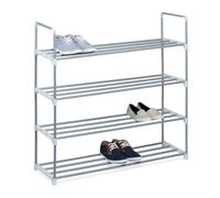 Relaxdays 2 zapateros metal 4 niveles blanco,plata
