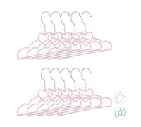 Relaxdays 20 perchas infantiles corazón rosa rosa,plata