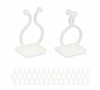 Relaxdays 240 Clips para Plantas, Abrazaderas Trepadoras, Pinzas Plástico, Autoadhesivas, Pared, Anillas Jardín, Blanco