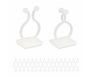Relaxdays 240 Clips para Plantas, Abrazaderas Trepadoras, Pinzas Plástico, Autoadhesivas, Pared, Anillas Jardín, Blanco