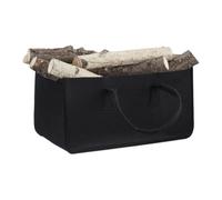 Relaxdays 2x Bolsas para leña de fieltro con asas negro