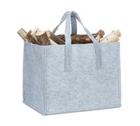 Relaxdays 2x Bolsas para leña de fieltro XL gris