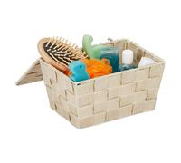 Relaxdays 2x Cestas de almacenaje con tapa beige beige