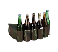 Relaxdays 2x Cinturones para seis latas o botellas marrón oscuro,negro