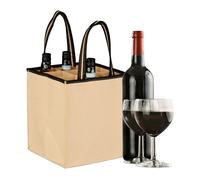Relaxdays 3 bolsas transporte 9 botellas de vino beige,negro