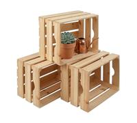Relaxdays 3 Cajas de Madera Vintage, 25x40x30 cm, Color Natural
