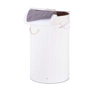 Relaxdays 3 cestos ropa sucia redondo bambú blanco blanco