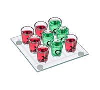 relaxdays 3 en Raya Chupitos, Juego para Beber, 9 Vasos, Divertido en Despedidas, 12x12, Cristal-Plástico, Transparente, color (10022787) , color/modelo surtido