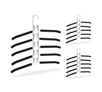 Relaxdays Kit 3 perchas múltiples antideslizantes negro,plata