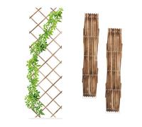 Relaxdays 3 Soportes Trepadoras Rejas de Madera Quemada, Guías Plantas Enredaderas Plegables, 180x60 cm, Jardín, Marrón