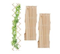 Relaxdays 3 Soportes Trepadoras de Reja, Guías Plantas Enredaderas Plegables, 180 cm, Jardín, Balcón, Madera, Natural
