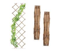Relaxdays 3 Soportes Trepadoras Rejas de Madera Quemada, Guías Plantas Enredaderas Plegables, 180x60 cm, Jardín, Marrón